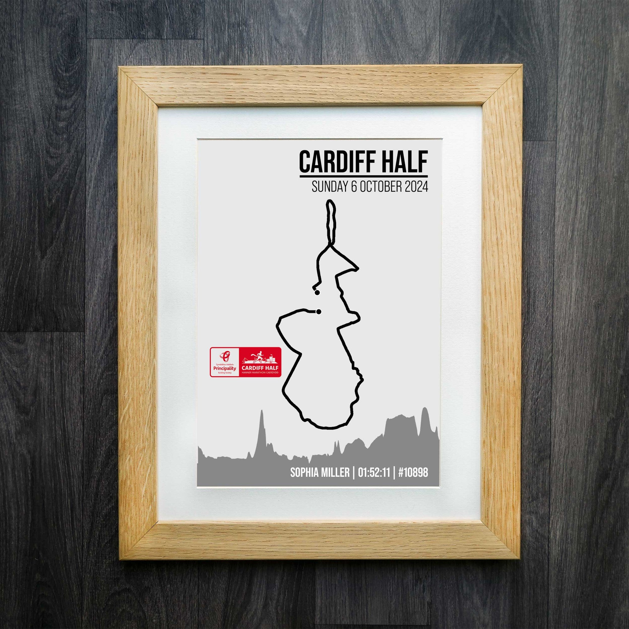 Official Personalised Principality Cardiff Half Marathon Route Print 2024