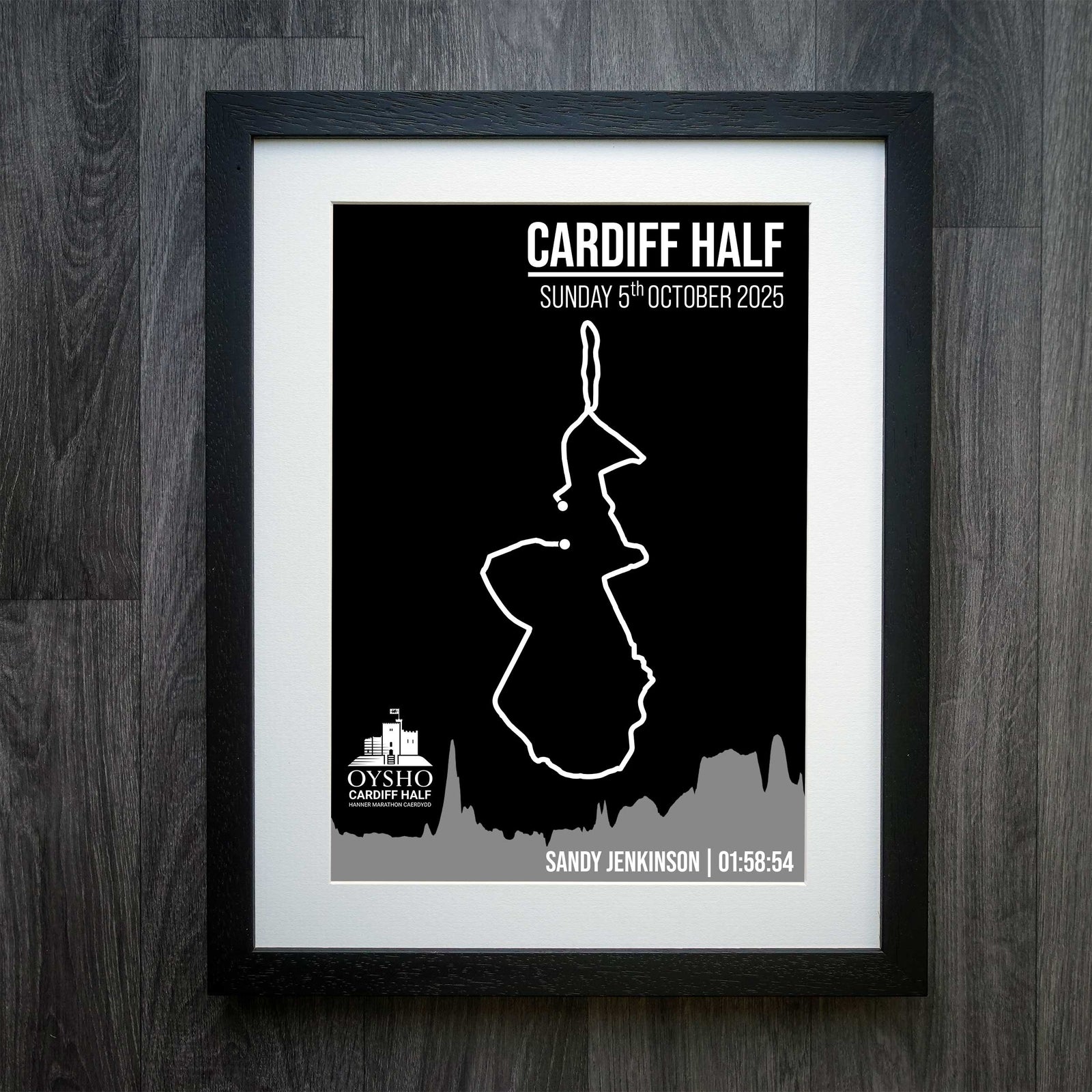 Official Personalised Oysho Cardiff Half Marathon Route Print 2025