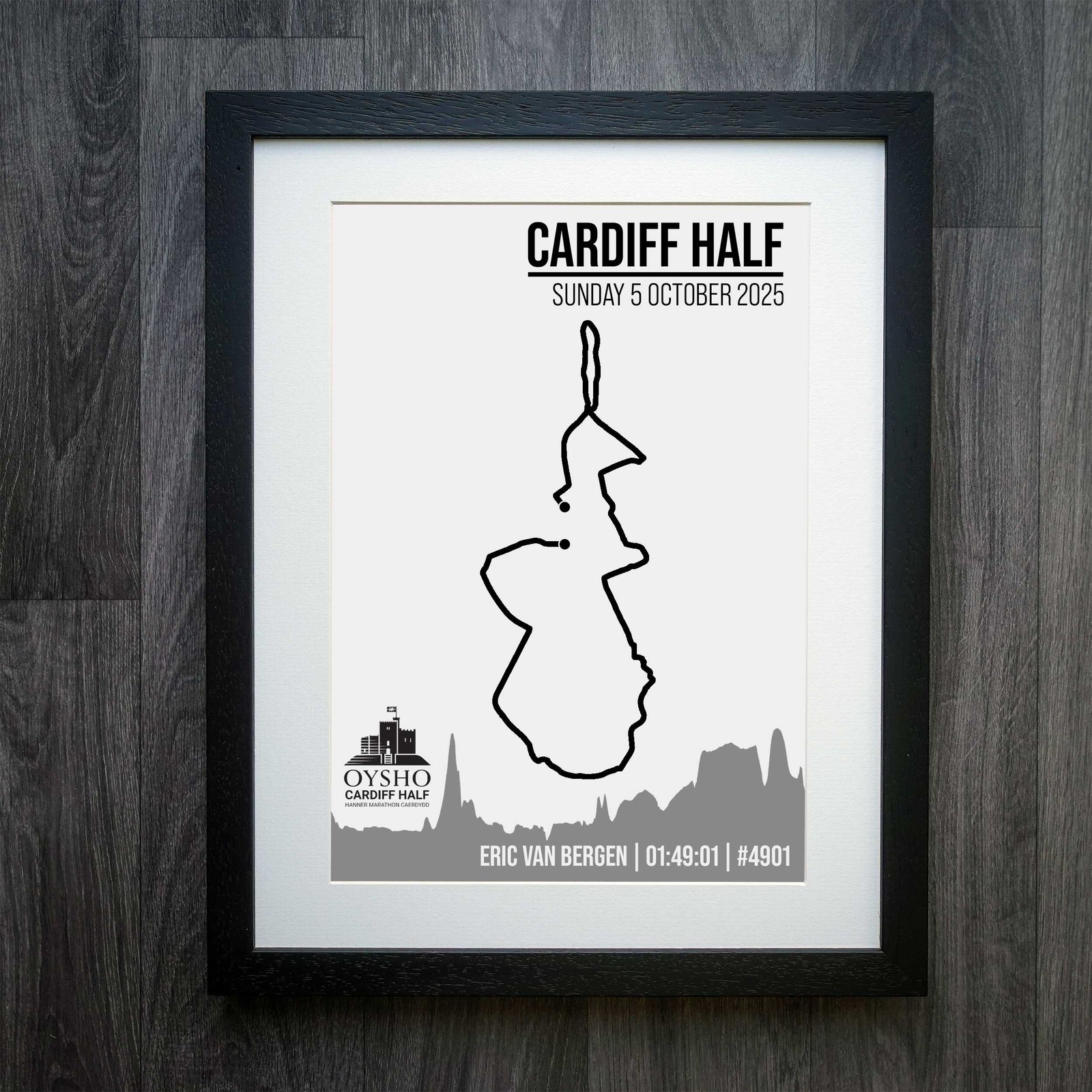 Official Personalised Oysho Cardiff Half Marathon Route Print 2025