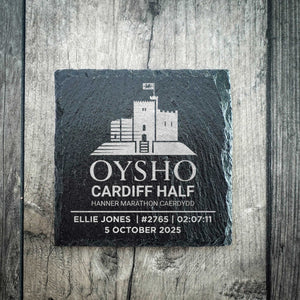 Official Cardiff Half Marathon Logo 2025 Personalised Slate Coaster