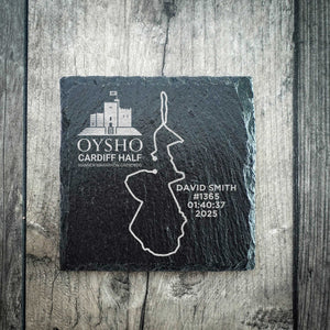 Official Cardiff Half Marathon Route 2025 Personalised Slate Coaster