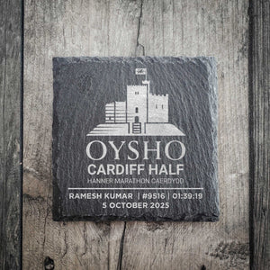Official Cardiff Half Marathon Logo 2025 Personalised Slate Coaster