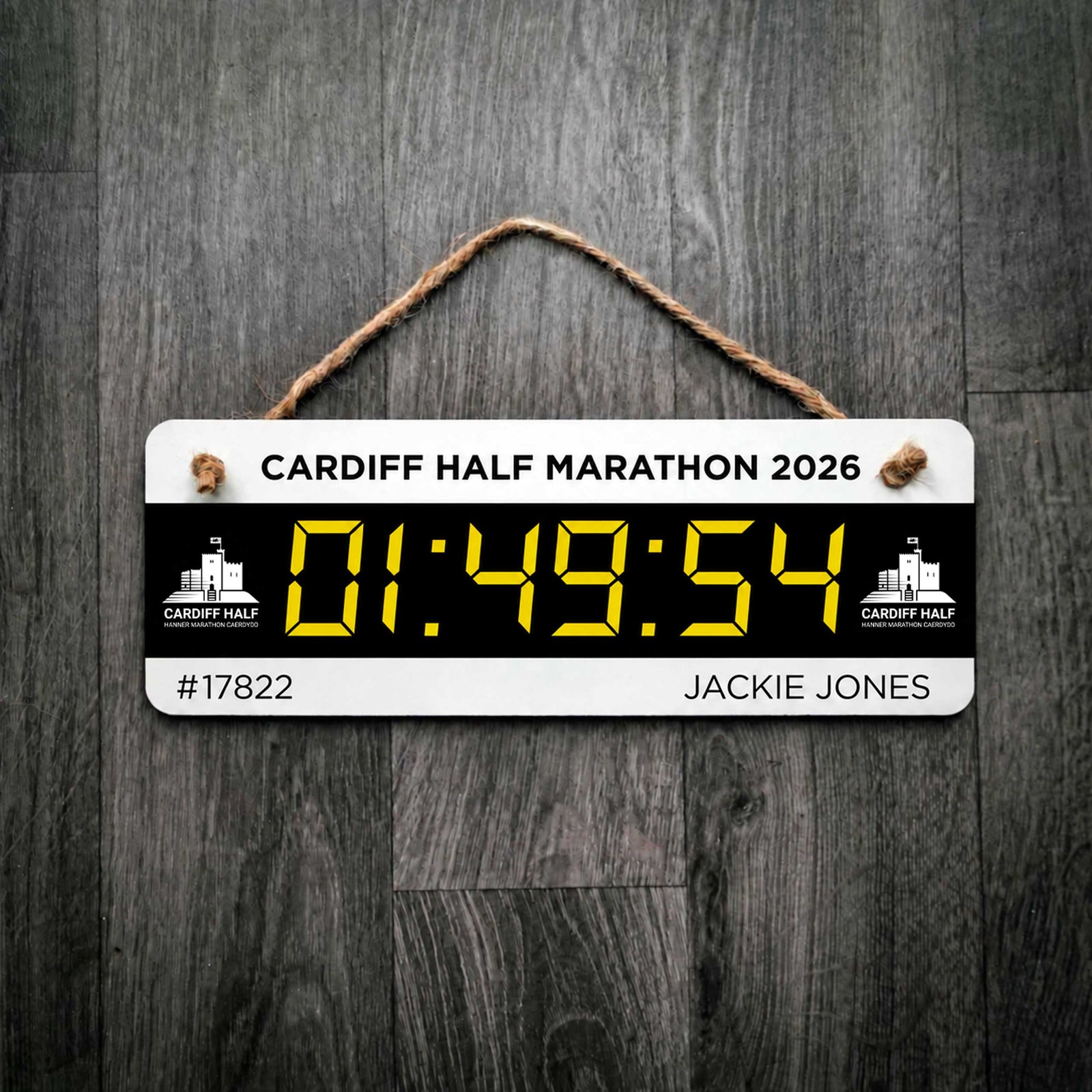 Official Cardiff Half Marathon Personalised Digital Race Timer Sign
