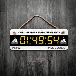 Official Cardiff Half Marathon Personalised Digital Race Timer Sign