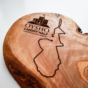 Personalised Cardiff Half Marathon Olive Wood Grazing / Chopping Board – Official Product