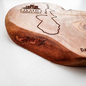 Personalised Cardiff Half Marathon Olive Wood Grazing / Chopping Board – Official Product