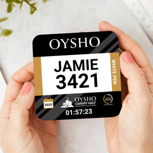 Oysho Cardiff Half Marathon Personalised Race Bib Coasters