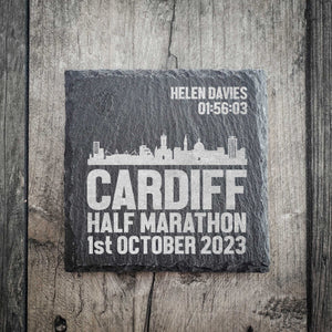 Personalised Cardiff Half Marathon Coaster - Skyline