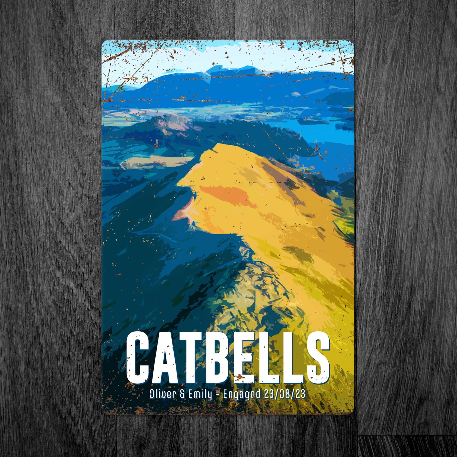 Personalised Catbells Vintage-Style Travel Sign: Derwent Water