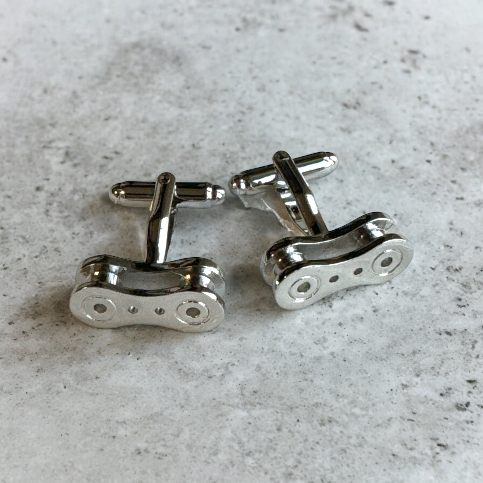 Chain Link Cycling Silver Plated Cufflinks