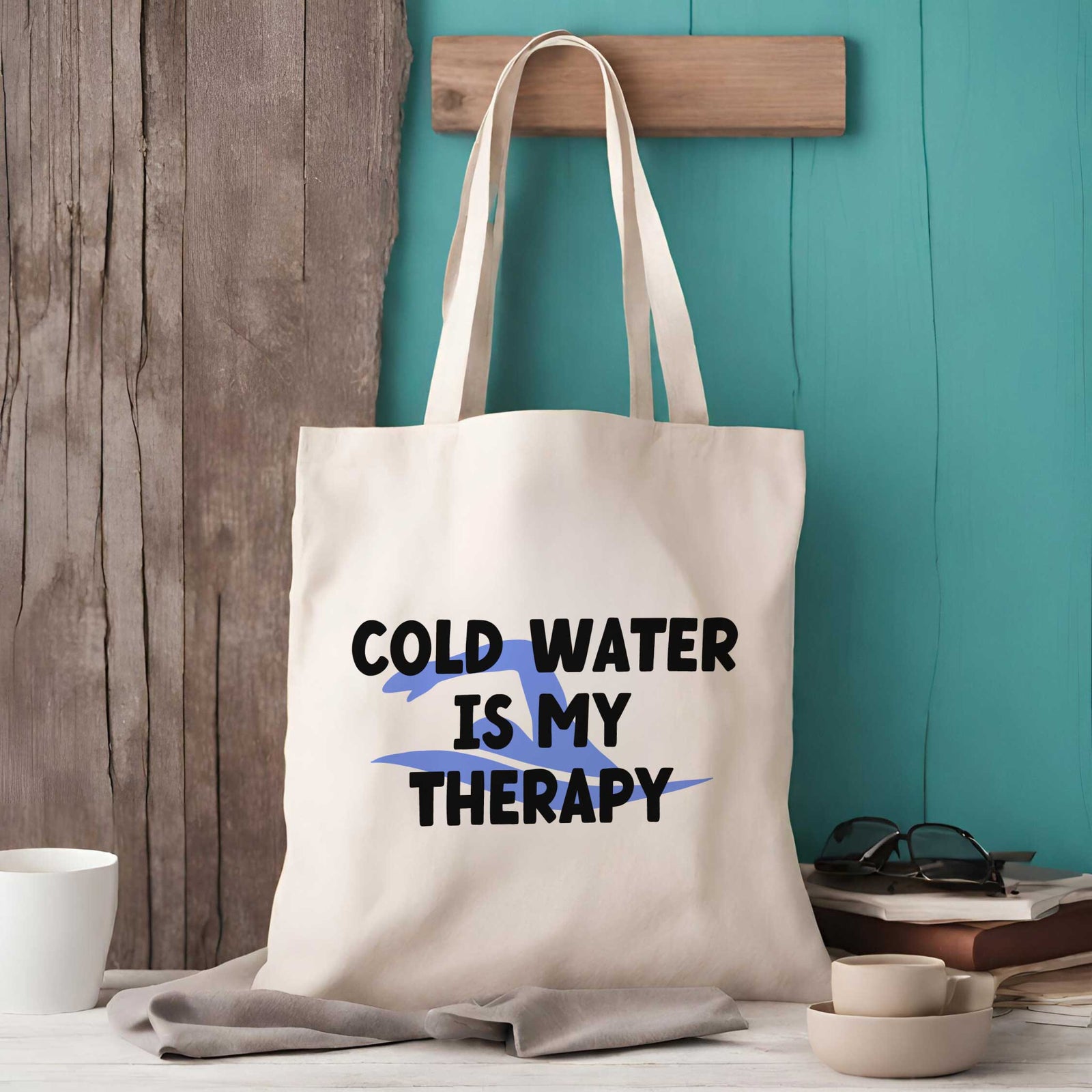 Cold Water Is My Therapy | Funny Tote Bag For Swimmers