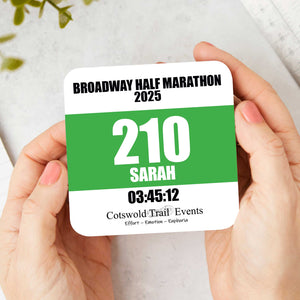 Broadway Half Marathon 2025 Personalised Race Bib Coaster