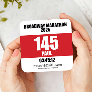 Broadway Marathon 2025 Personalised Race Bib Coaster