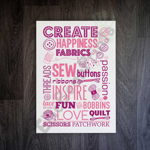 "Create" Inspirational Sewing & Craft Room Print