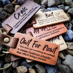 Cumbrian Quotes Wooden Keyring – Funny Sayings with Definitions