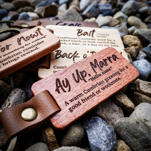 Cumbrian Quotes Wooden Keyring – Funny Sayings with Definitions