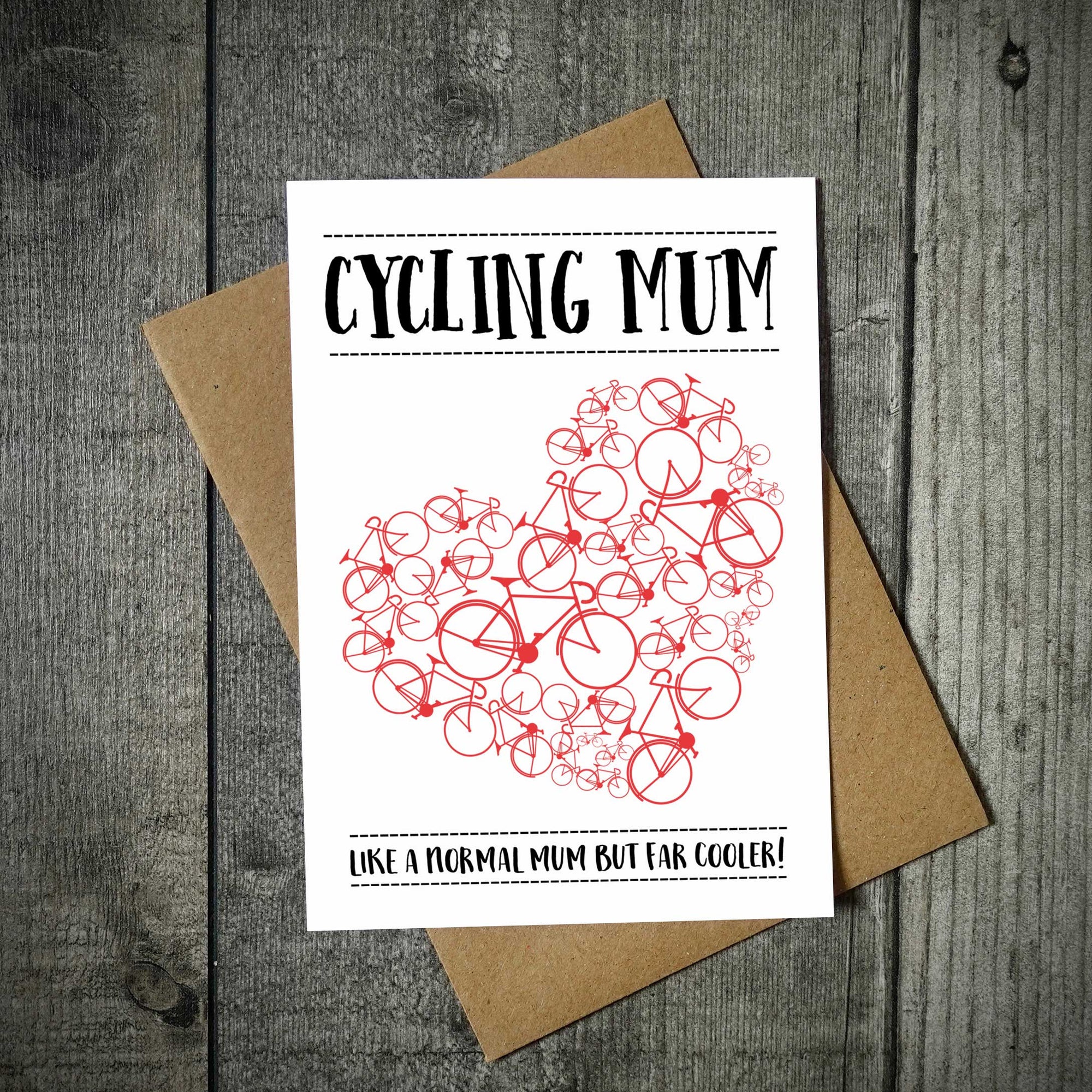 Cycling Mum Heart Cycling Card