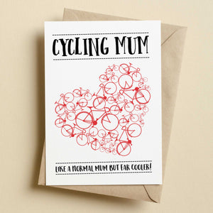 Cycling Mum Heart Cycling Card