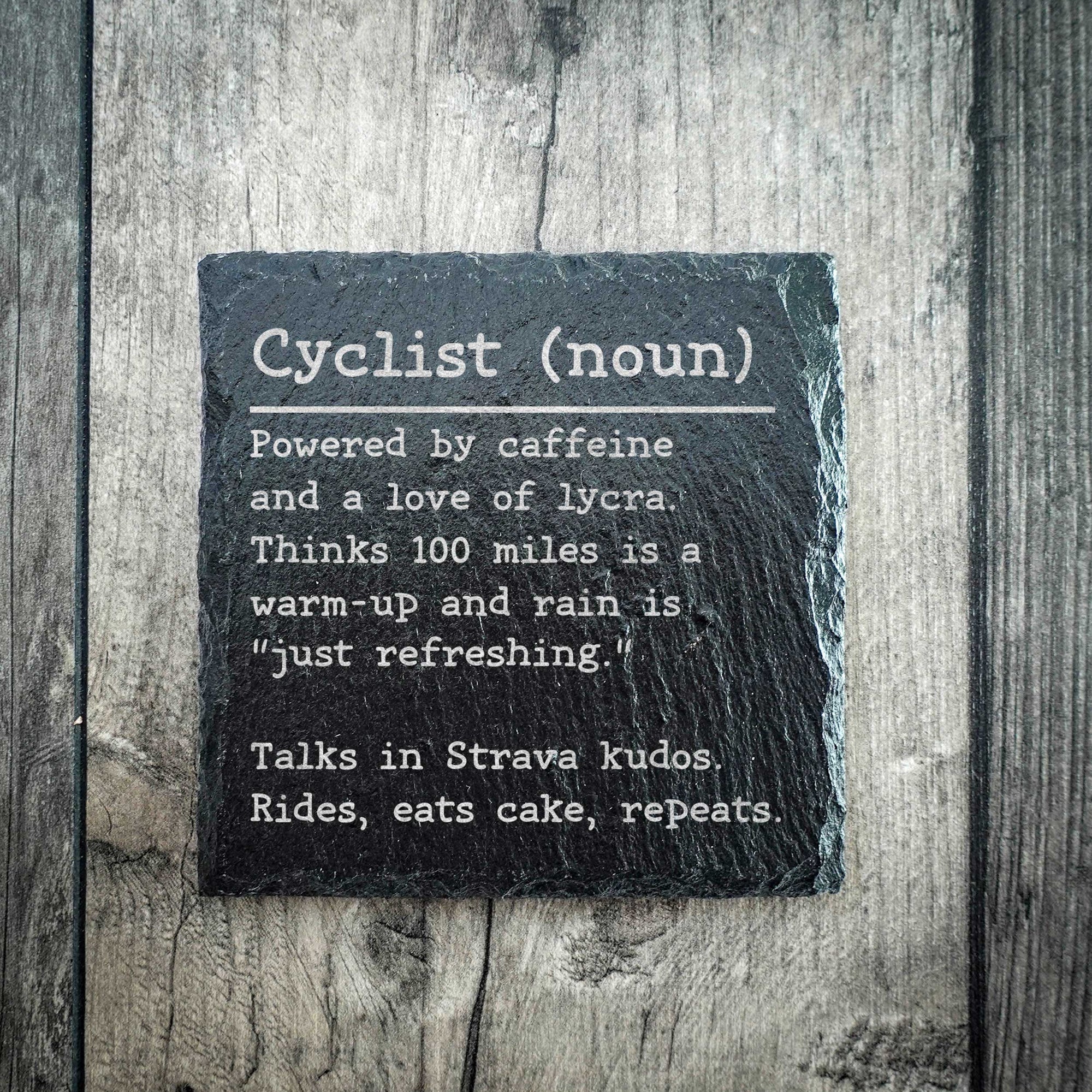 Funny Cyclist Dictionary Definition Slate Coaster | Cycling Gift