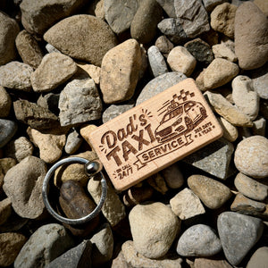 Dad's Taxi Service Laser Engraved Wooden Key Ring