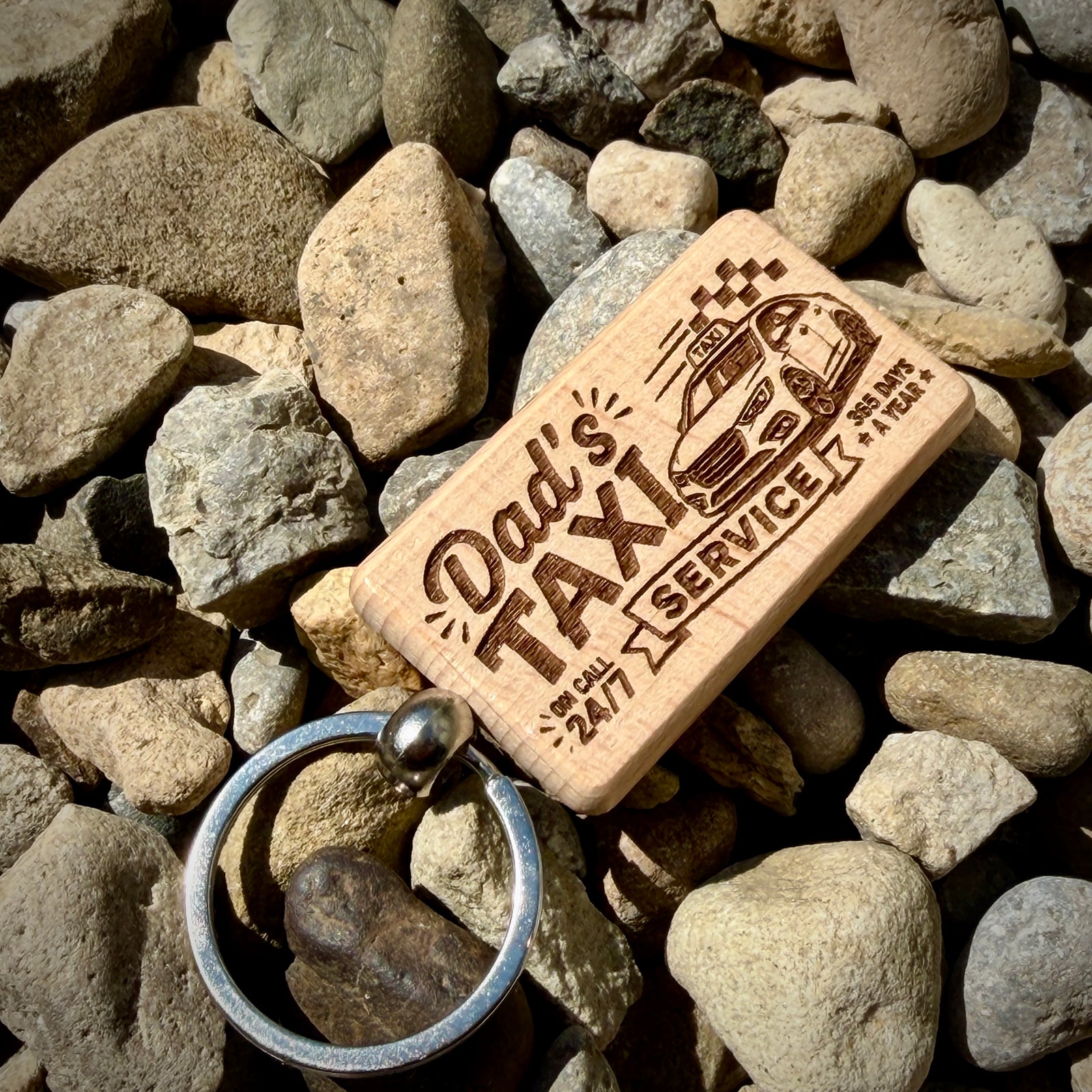 Dad's Taxi Service Laser Engraved Wooden Key Ring
