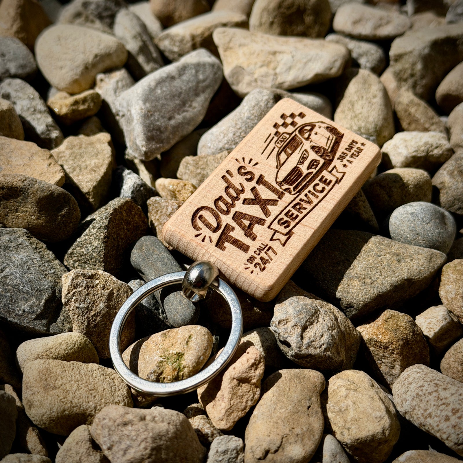 Dad's Taxi Service Laser Engraved Wooden Key Ring