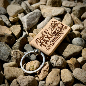 Dad's Taxi Service Laser Engraved Wooden Key Ring