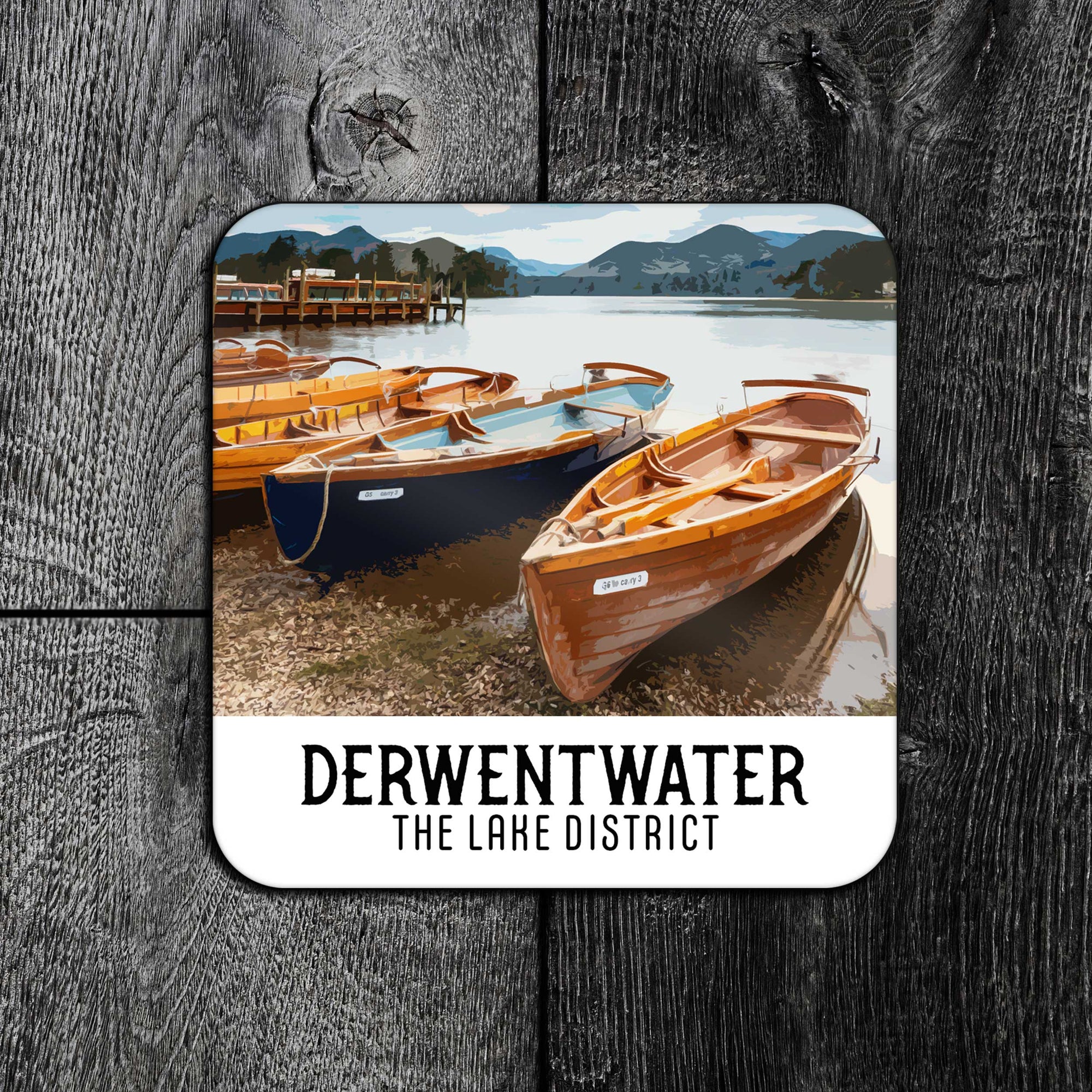 Derwentwater Boats: Vintage Style Travel Poster Coaster