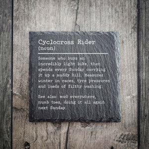 Cyclocross Rider Dictionary Definition Slate Coaster | CX Coaster