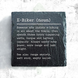 E-Biker Dictionary Definition Slate Coaster | Mountain Biking  Coaster