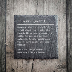 E-Biker Dictionary Definition Slate Coaster | Mountain Biking  Coaster