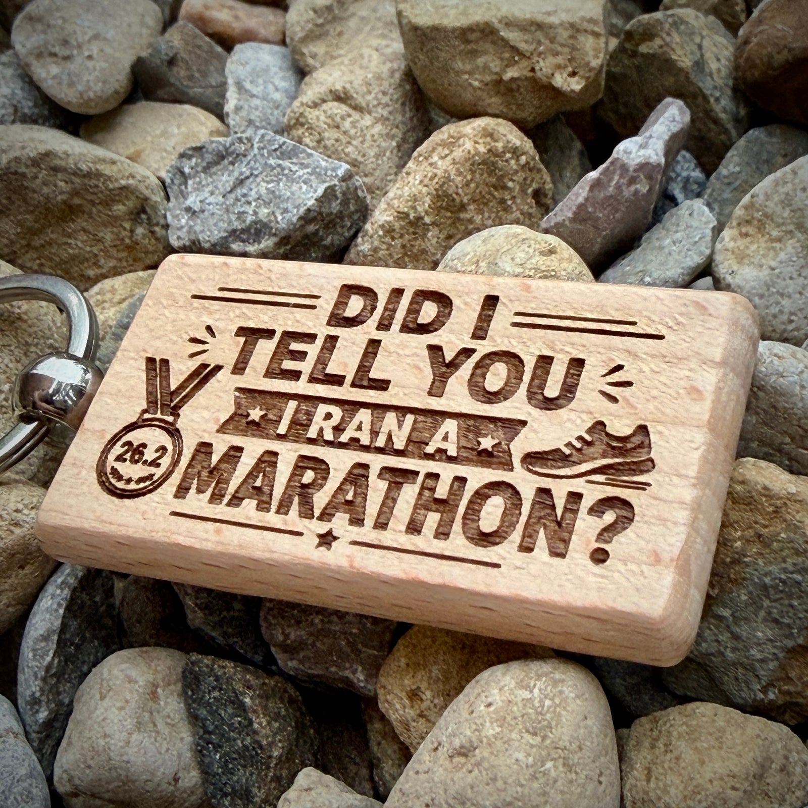 Did I Tell You I Ran A Marathon Laser Engraved Wooden Key Ring