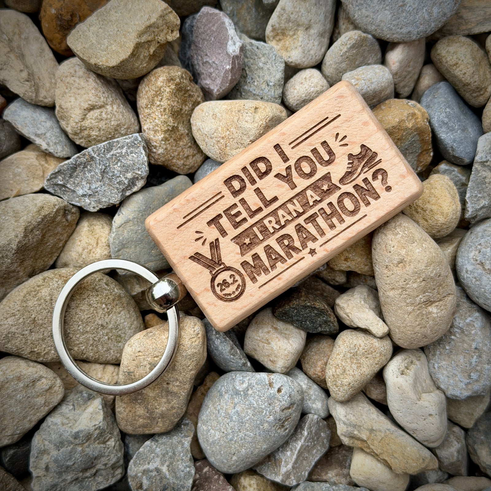 Did I Tell You I Ran A Marathon Laser Engraved Wooden Key Ring