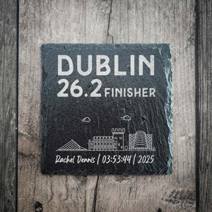 Dublin 26.2 Marathon Finisher Skyline Personalised Slate Coaster