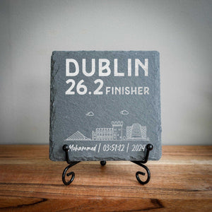 Dublin 26.2 Marathon Finisher Skyline Personalised Slate Coaster
