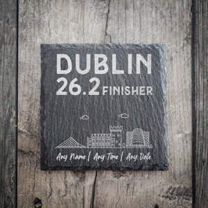 Dublin 26.2 Marathon Finisher Skyline Personalised Slate Coaster