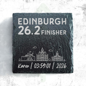 Edinburgh 26.2 Finisher Skyline Slate Marathon Coaster