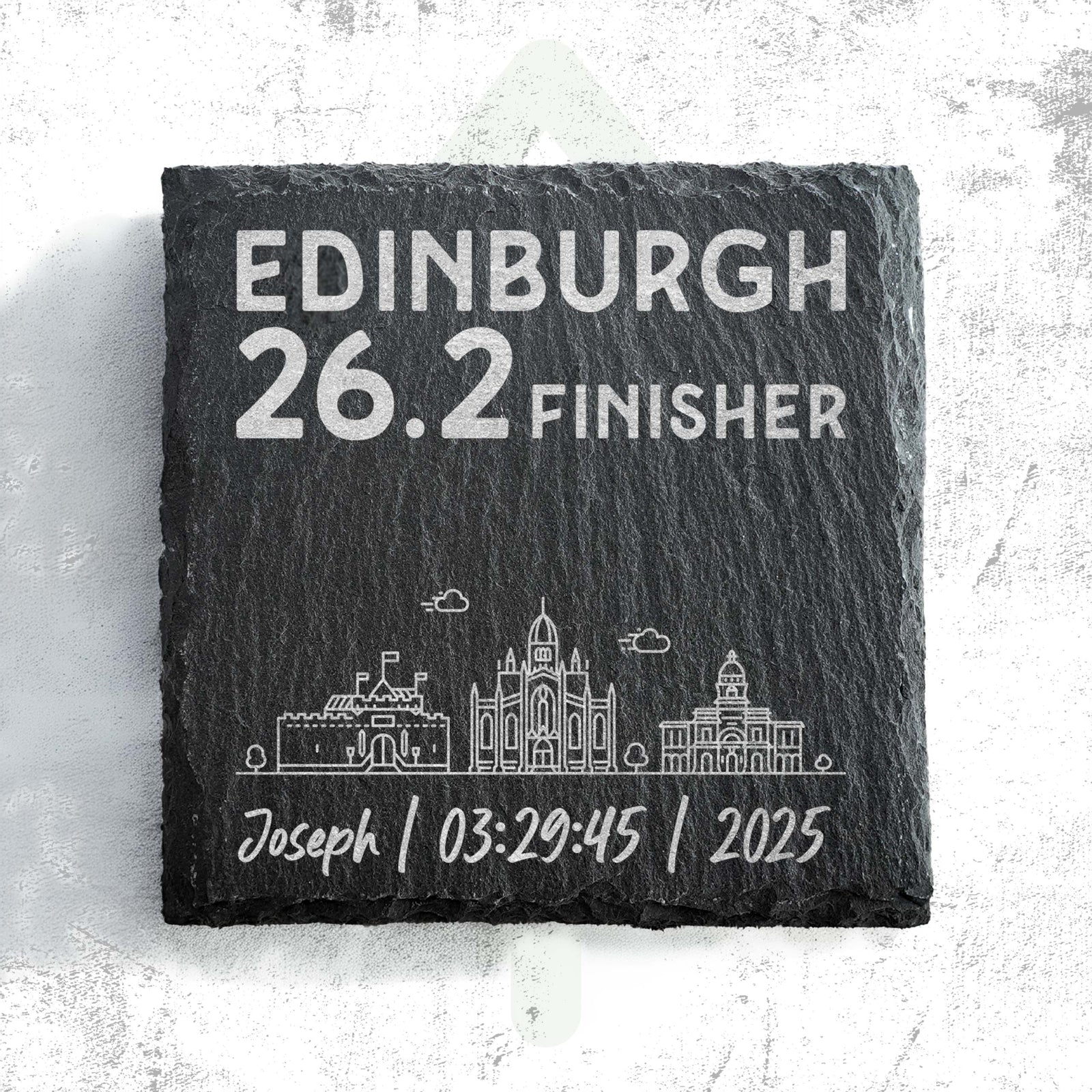 Edinburgh 26.2 Finisher Skyline Slate Marathon Coaster