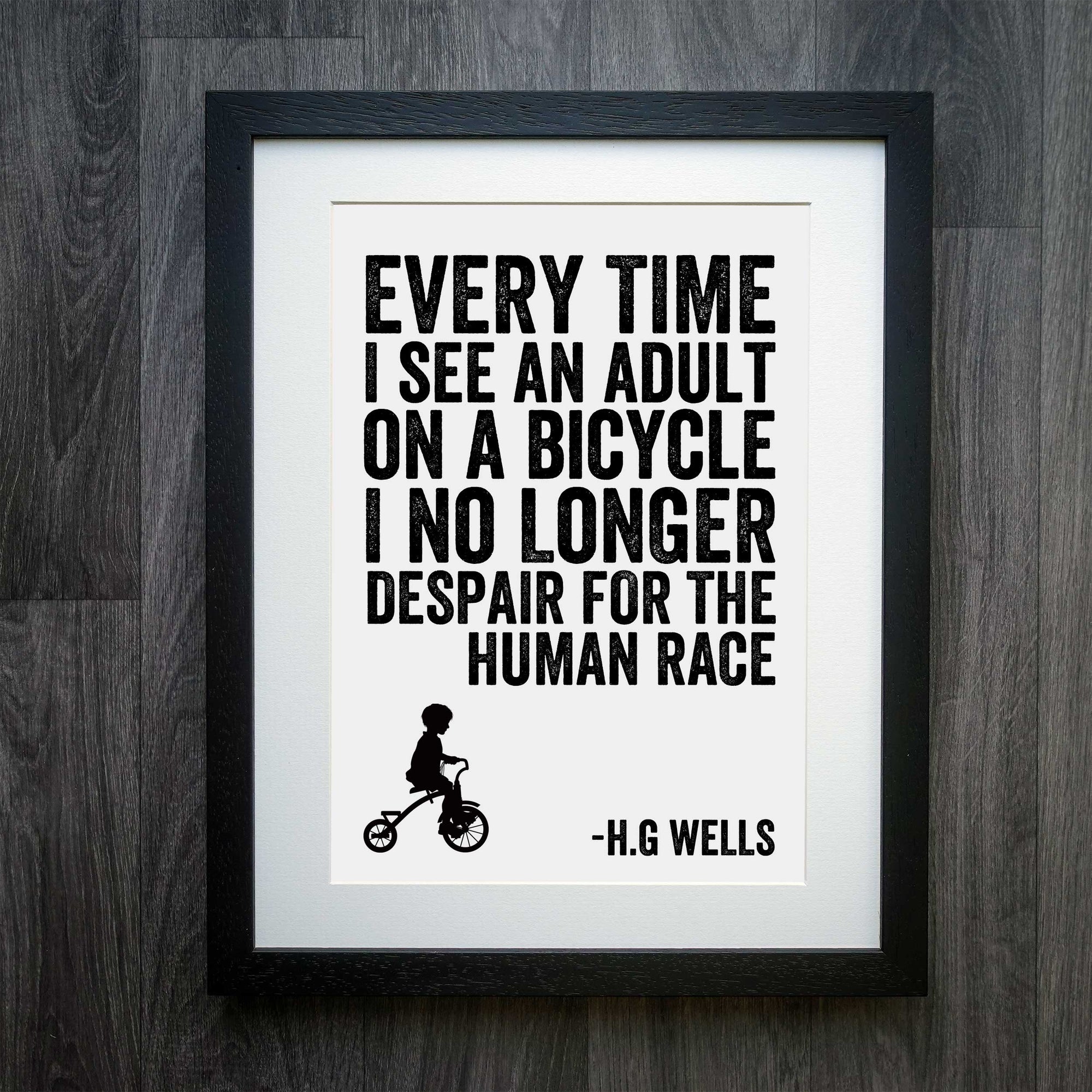 H.G. Wells Human Race Cycling Print: Pedal Through Life with Literary Flair