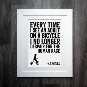 H.G. Wells Human Race Cycling Print: Pedal Through Life with Literary Flair