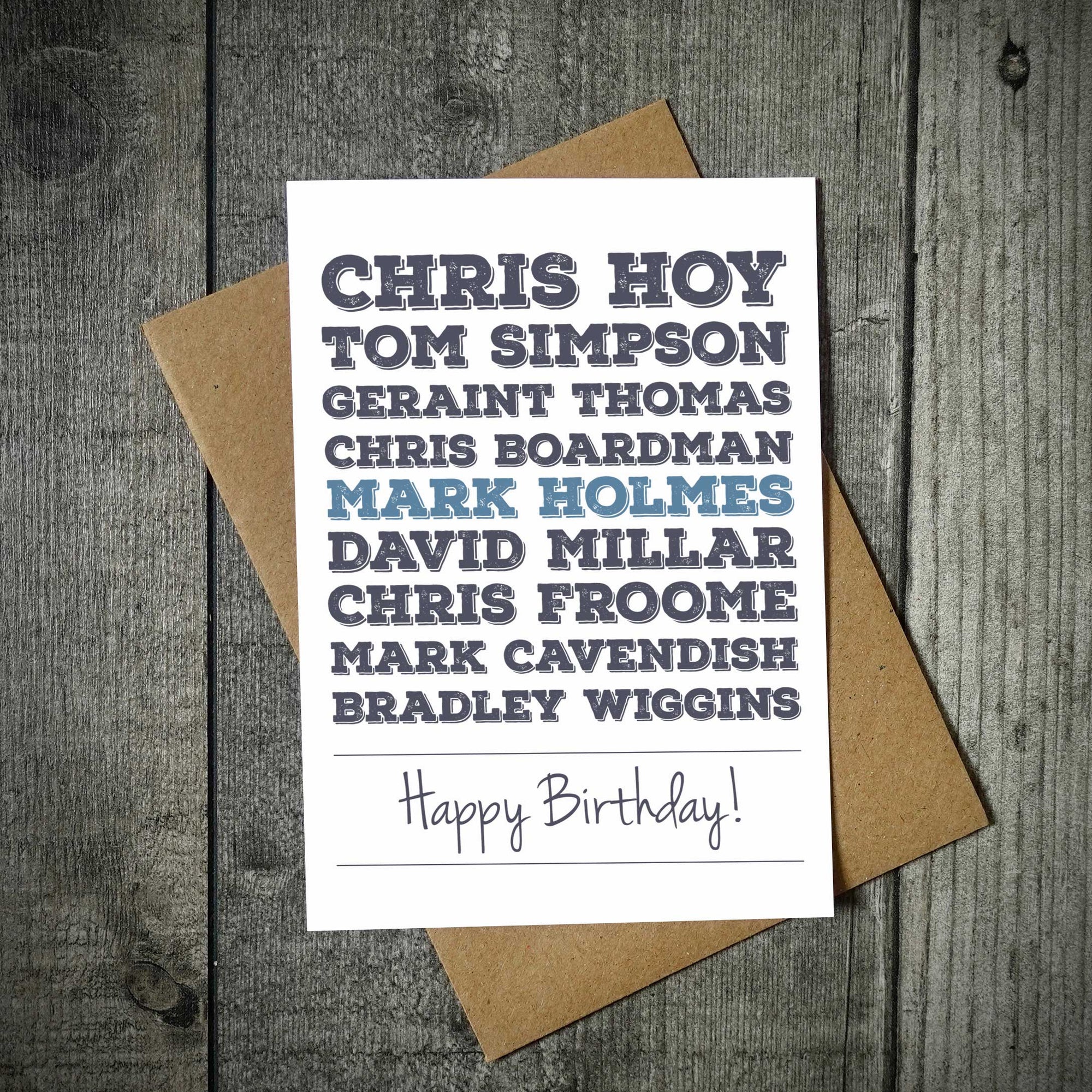 Personalised Famous Male Road Cyclists  - Birthday Card