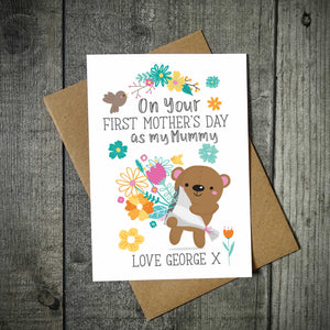 Cute Bear On Your First Mother's Day Personalised Card