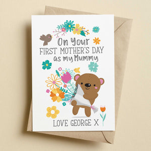 Cute Bear On Your First Mother's Day Personalised Card