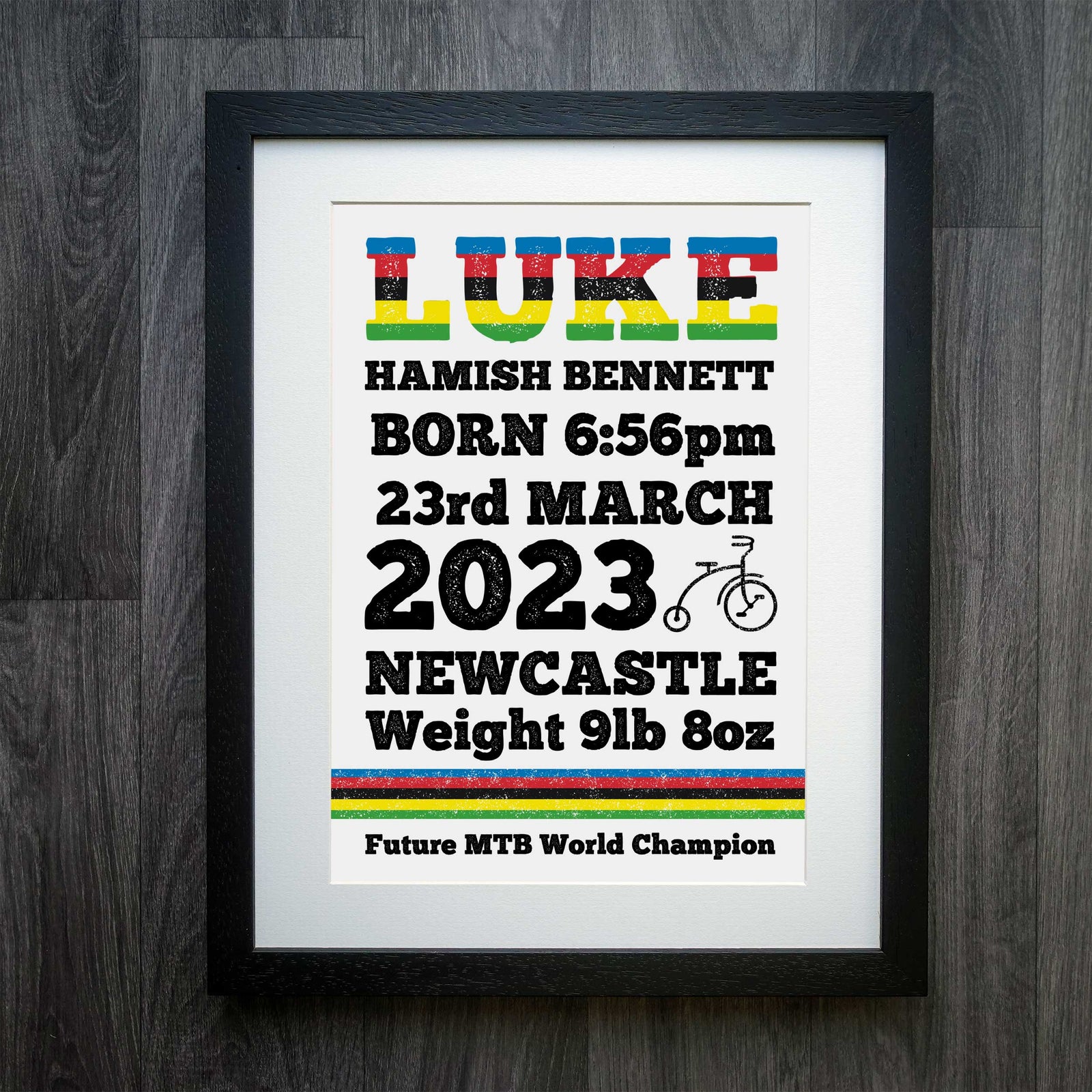 Future Cycling World Champion Custom Birth Print: For the Youngest Cyclists in Training