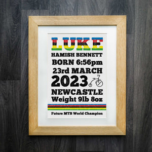 Future Cycling World Champion Custom Birth Print: For the Youngest Cyclists in Training