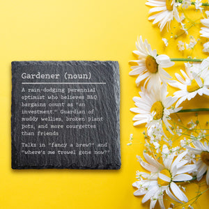 Funny Gardener Dictionary Definition Slate Coaster | Gardening Coaster