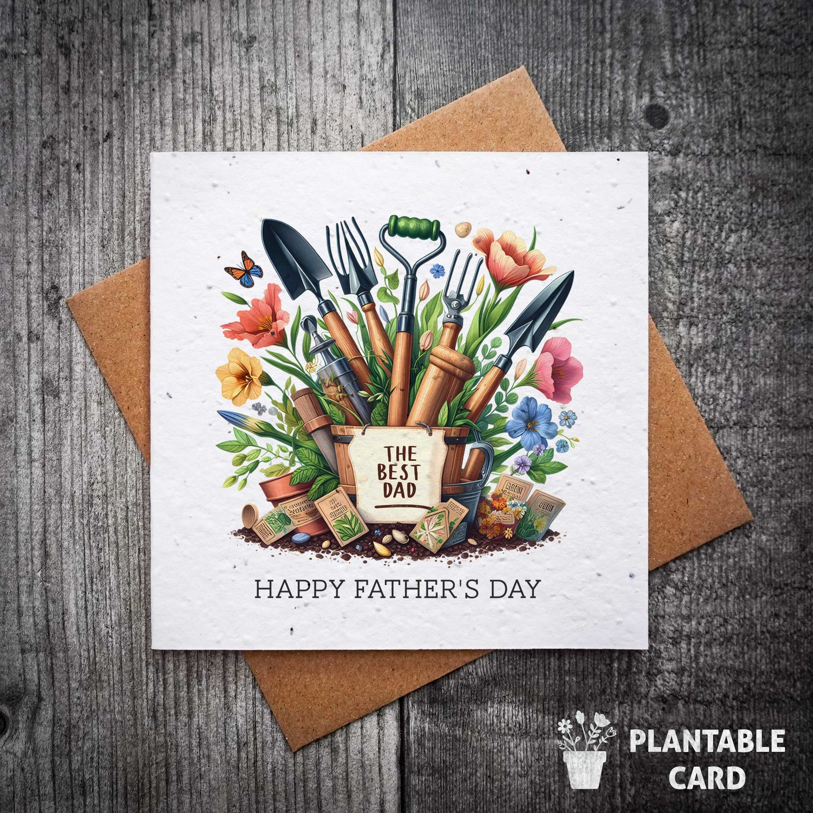 A Gardeners Dreams Garden Tools Plantable Father's Day Card