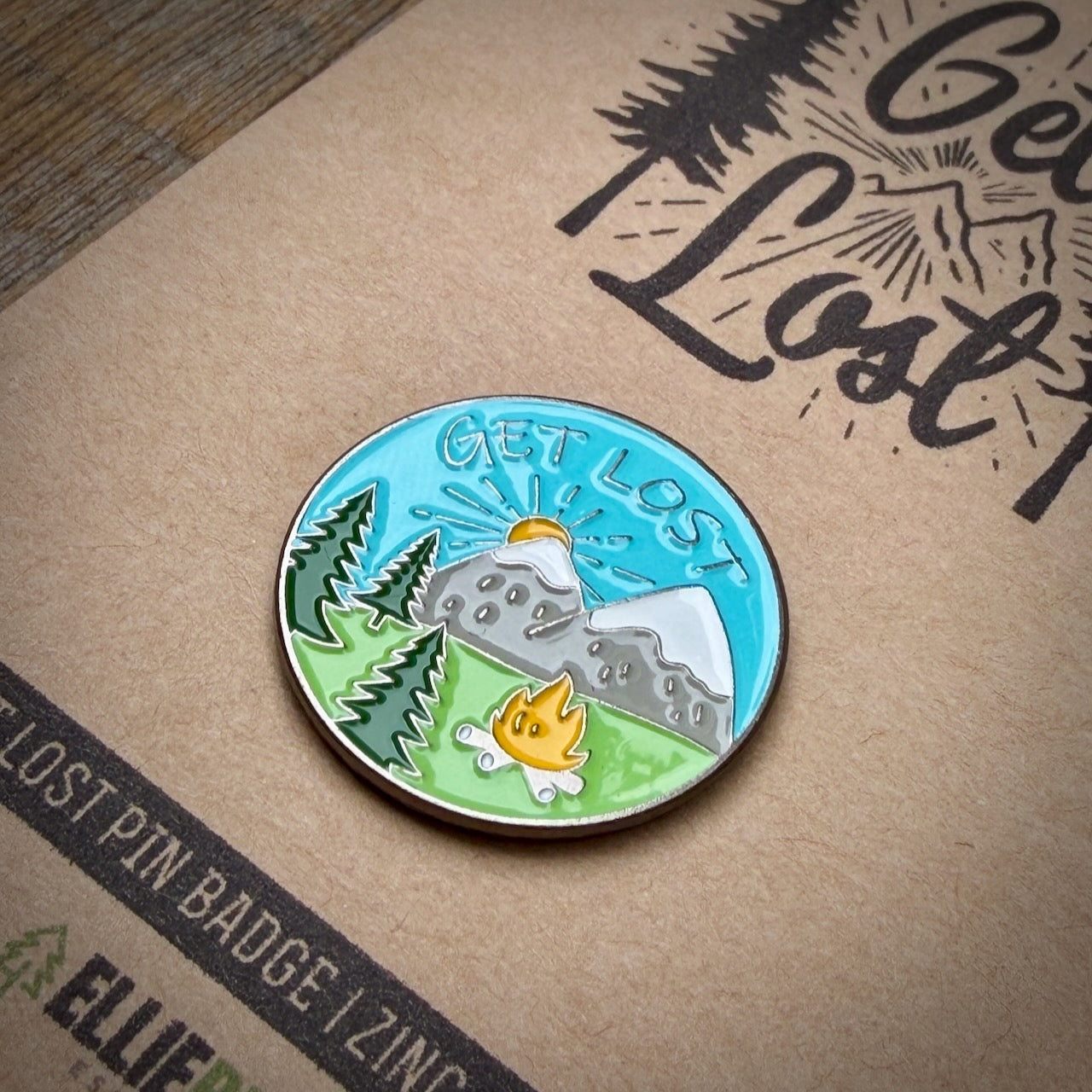 Get Lost Enamel Mountains Pin Badge