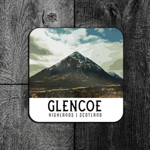 Vintage Travel Poster Coaster - Buachaille Etive Mor in Glencoe