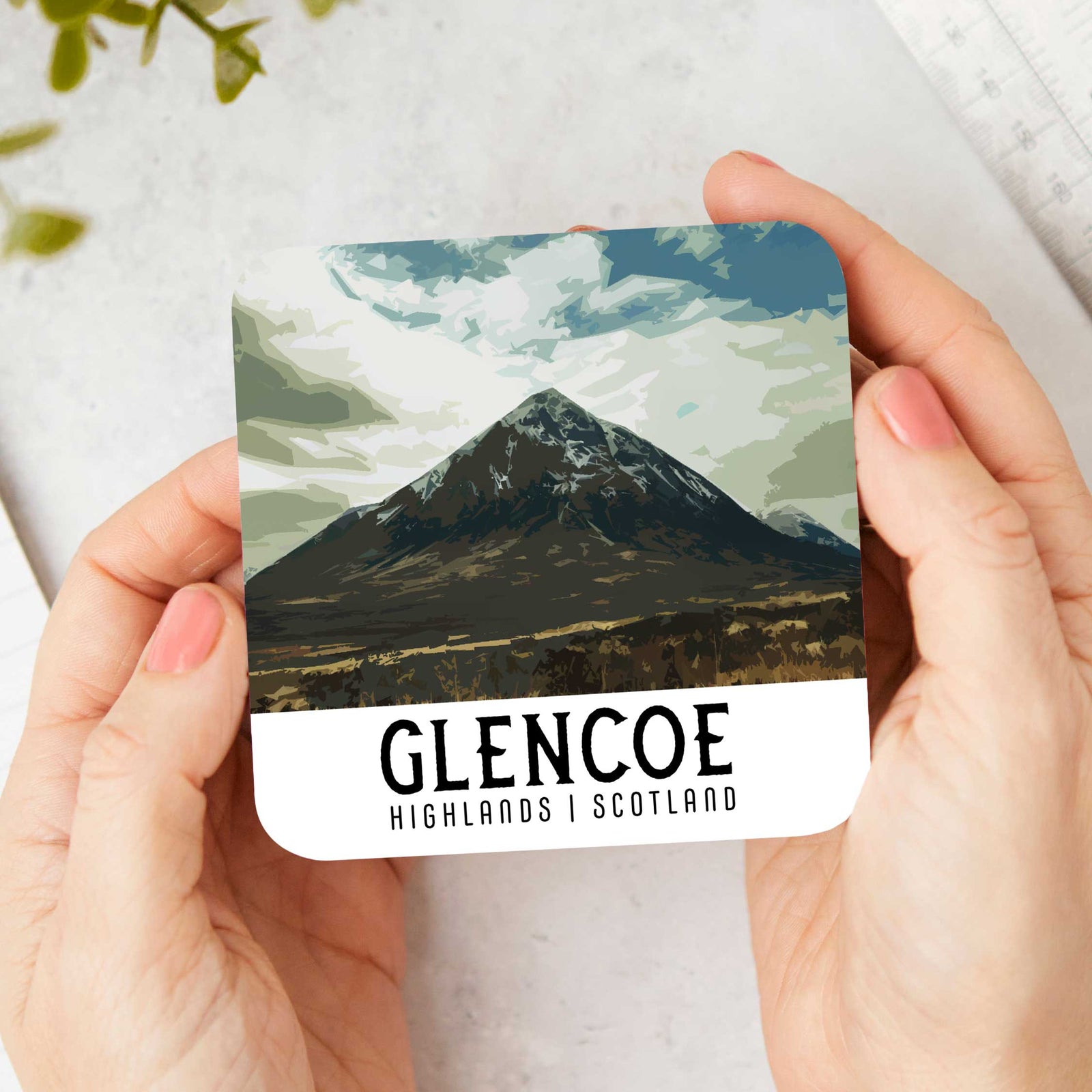 Vintage Travel Poster Coaster - Buachaille Etive Mor in Glencoe